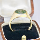 Vintage 1960s 9ct Yellow Gold Moss Agate Signet Ring