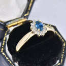 Petite Sapphire & Diamond 9ct Yellow Gold Cluster Ring