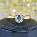 Petite Sapphire & Diamond 9ct Yellow Gold Cluster Ring