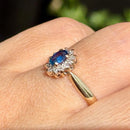 Petite Sapphire & Diamond 9ct Yellow Gold Cluster Ring