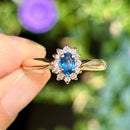 Petite Sapphire & Diamond 9ct Yellow Gold Cluster Ring