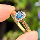 Petite Sapphire & Diamond 9ct Yellow Gold Cluster Ring