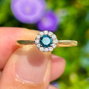 Blue Diamond & White Diamond 9ct Yellow Gold Minimalist Cluster Ring