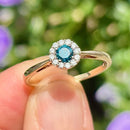 Blue Diamond & White Diamond 9ct Yellow Gold Minimalist Cluster Ring