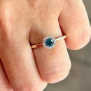 Blue Diamond & White Diamond 9ct Yellow Gold Minimalist Cluster Ring
