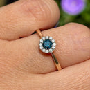 Blue Diamond & White Diamond 9ct Yellow Gold Minimalist Cluster Ring