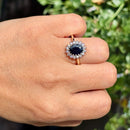 Dark Blue Sapphire & Diamond 9ct Yellow Gold Cluster Ring (Approx. 2.38ct)