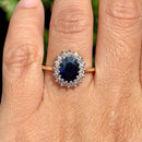 Dark Blue Sapphire & Diamond 9ct Yellow Gold Cluster Ring (Approx. 2.38ct)