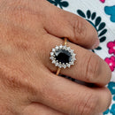 Dark Blue Sapphire & Diamond 9ct Yellow Gold Cluster Ring (Approx. 2.38ct)