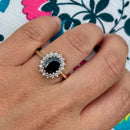 Dark Blue Sapphire & Diamond 9ct Yellow Gold Cluster Ring (Approx. 2.38ct)