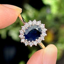 Dark Blue Sapphire & Diamond 9ct Yellow Gold Cluster Ring (Approx. 2.38ct)