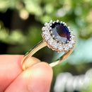 Dark Blue Sapphire & Diamond 9ct Yellow Gold Cluster Ring (Approx. 2.38ct)