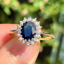 Dark Blue Sapphire & Diamond 9ct Yellow Gold Cluster Ring (Approx. 2.38ct)