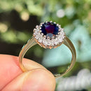 Dark Blue Sapphire & Diamond 9ct Yellow Gold Cluster Ring (Approx. 2.38ct)
