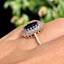 Dark Blue Sapphire & Diamond 9ct Yellow Gold Cluster Ring (Approx. 2.38ct)