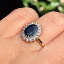 Dark Blue Sapphire & Diamond 9ct Yellow Gold Cluster Ring (Approx. 2.38ct)