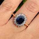 Dark Blue Sapphire & Diamond 9ct Yellow Gold Cluster Ring (Approx. 2.38ct)