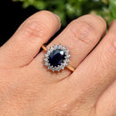 Dark Blue Sapphire & Diamond 9ct Yellow Gold Cluster Ring (Approx. 2.38ct)