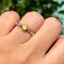 Vintage 1990s 18ct White Gold Yellow Sapphire & Diamond Ring