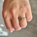 Vintage 1990s 18ct White Gold Yellow Sapphire & Diamond Ring