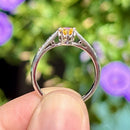 Vintage 1990s 18ct White Gold Yellow Sapphire & Diamond Ring