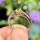 Vintage 1990s 18ct White Gold Yellow Sapphire & Diamond Ring