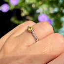Vintage 1990s 18ct White Gold Yellow Sapphire & Diamond Ring