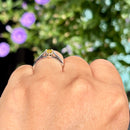 Vintage 1990s 18ct White Gold Yellow Sapphire & Diamond Ring