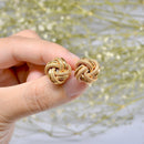 Vintage 1990s 9ct Rose Gold Love Knot Textured Earrings