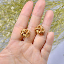 Vintage 1990s 9ct Rose Gold Love Knot Textured Earrings