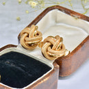 Vintage 1990s 9ct Rose Gold Love Knot Textured Earrings