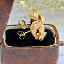 Vintage 1990s 9ct Rose Gold Love Knot Textured Earrings