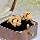 Vintage 1990s 9ct Rose Gold Love Knot Textured Earrings