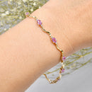 Pink Sapphire & Diamond 9ct Yellow Gold Wave Bracelet