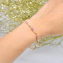 Pink Sapphire & Diamond 9ct Yellow Gold Wave Bracelet