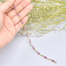 Pink Sapphire & Diamond 9ct Yellow Gold Wave Bracelet