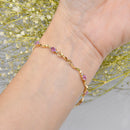 Pink Sapphire & Diamond 9ct Yellow Gold Wave Bracelet