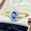 Sapphire & Diamond 9ct Yellow Gold Cluster Ring