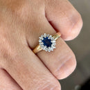 Sapphire & Diamond 9ct Yellow Gold Cluster Ring