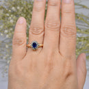 Sapphire & Diamond 9ct Yellow Gold Cluster Ring