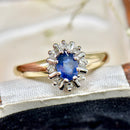 Sapphire & Diamond 9ct Yellow Gold Cluster Ring