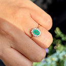 Emerald and Diamond 9ct Yellow Gold Cluster Ring