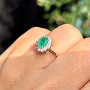 Emerald and Diamond 9ct Yellow Gold Cluster Ring