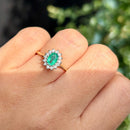 Emerald and Diamond 9ct Yellow Gold Cluster Ring