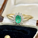 Emerald and Diamond 9ct Yellow Gold Cluster Ring
