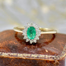 Emerald and Diamond 9ct Yellow Gold Cluster Ring