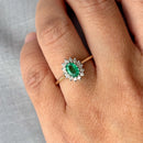 Emerald and Diamond 9ct Yellow Gold Cluster Ring