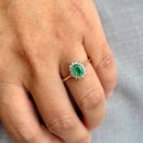 Emerald and Diamond 9ct Yellow Gold Cluster Ring