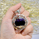 Vintage Large Blue John Pendant with Sterling Silver Chain