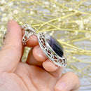 Vintage Large Blue John Pendant with Sterling Silver Chain